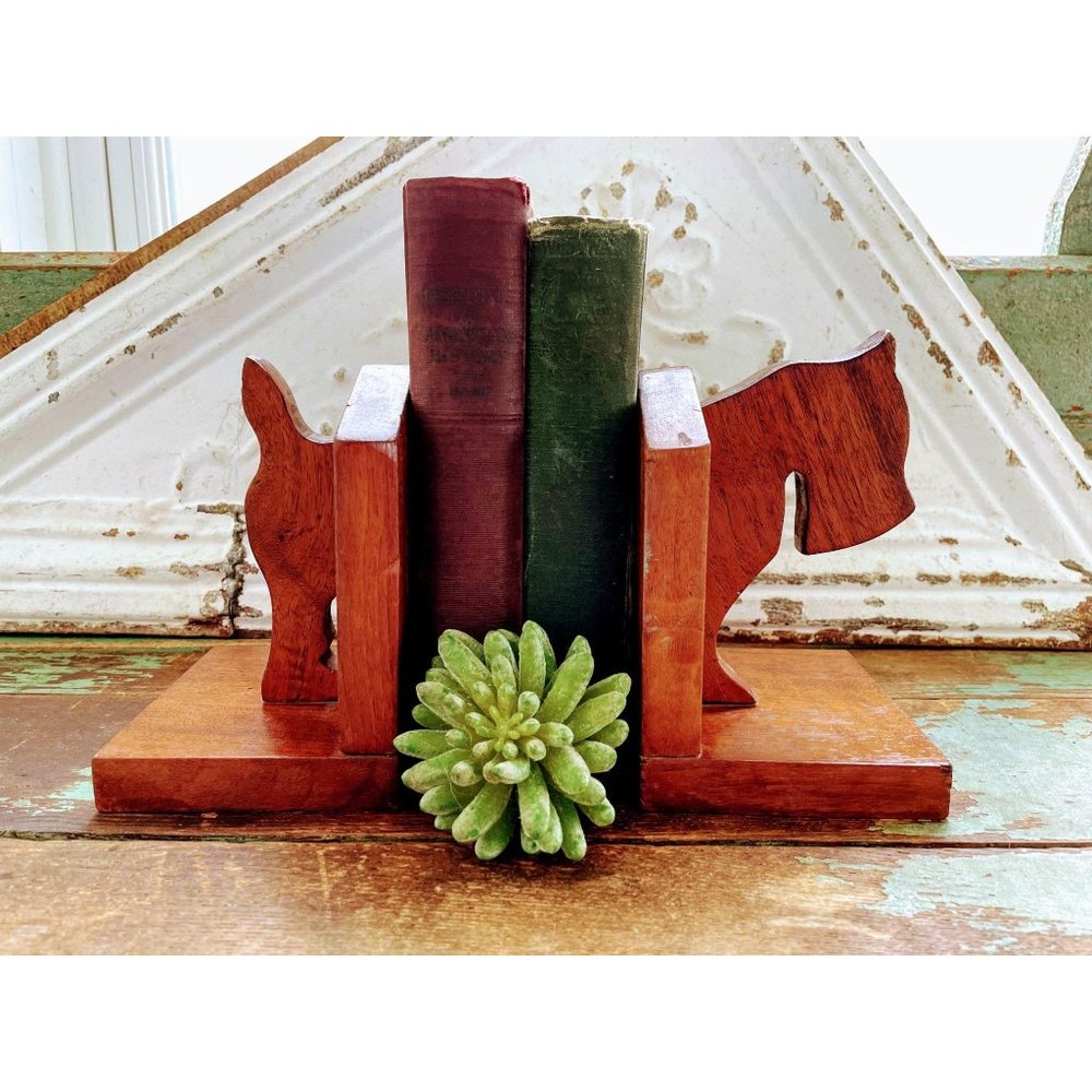 Vintage Art Deco Scotty Dog Wood Bookends - Picture 2 of 9